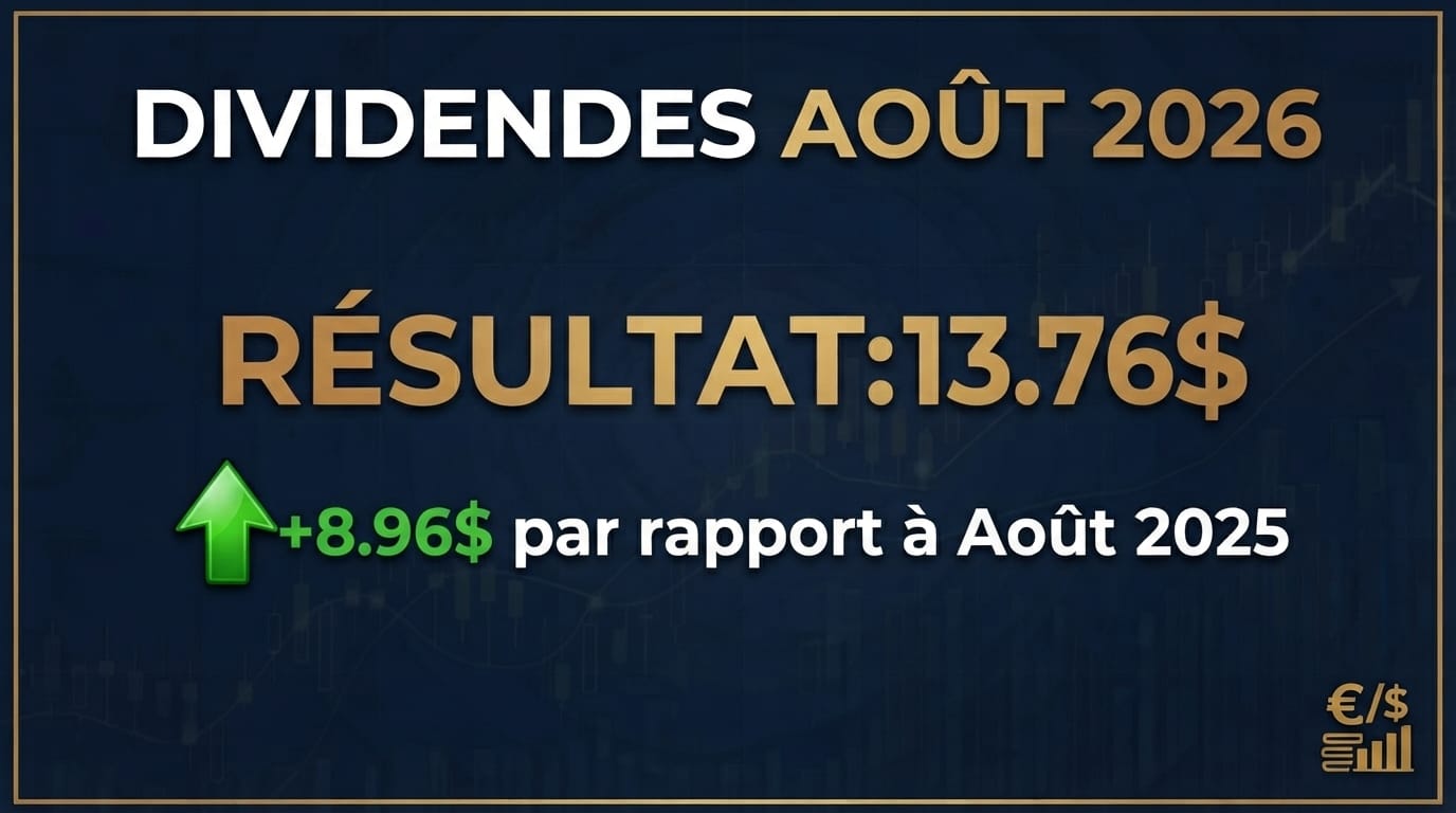 Bilan dividendes août 2026 : 13,76 $ encaissés Bilan dividendes août 2026 : 13,76 $ encaissés